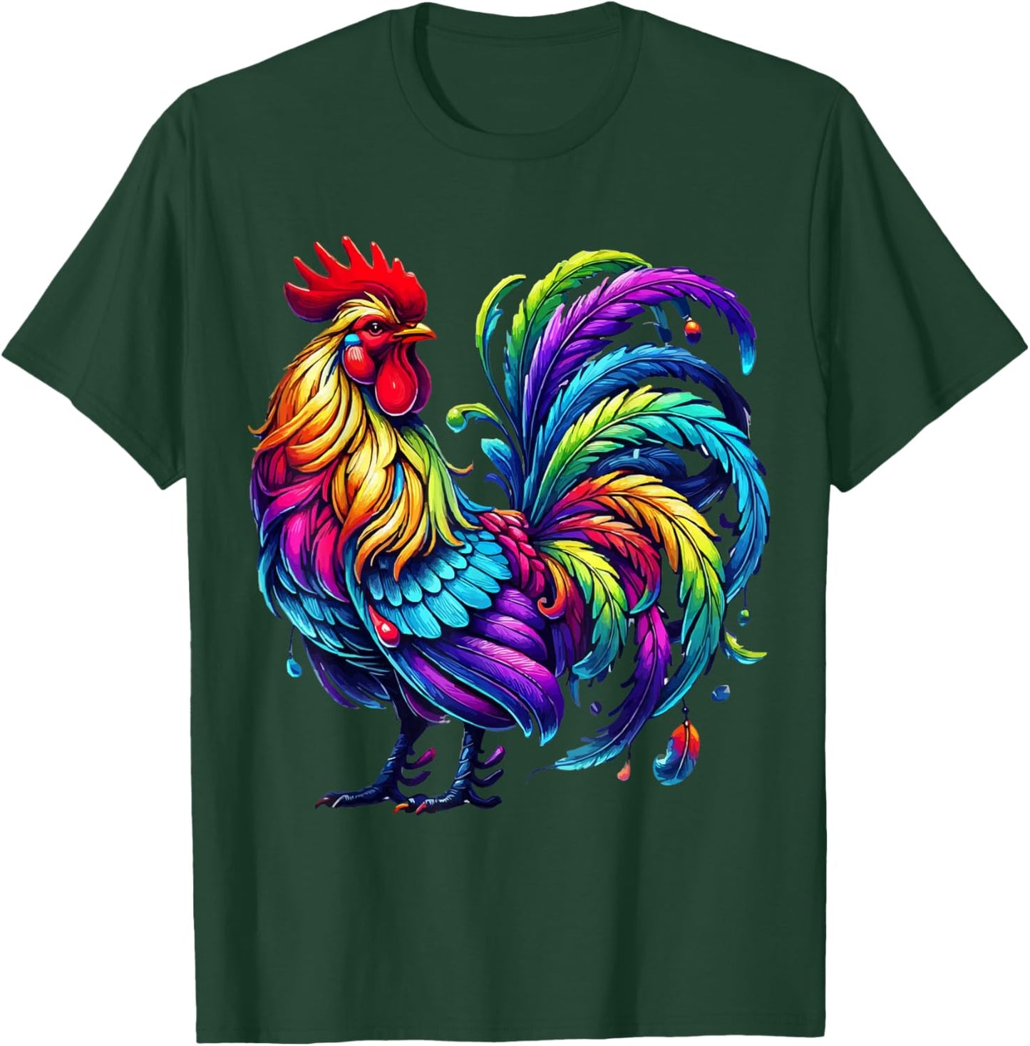 Chicken Colourful Art Animal Graphic Motif Chicken T-Shirt - T-Shirt | Forest
