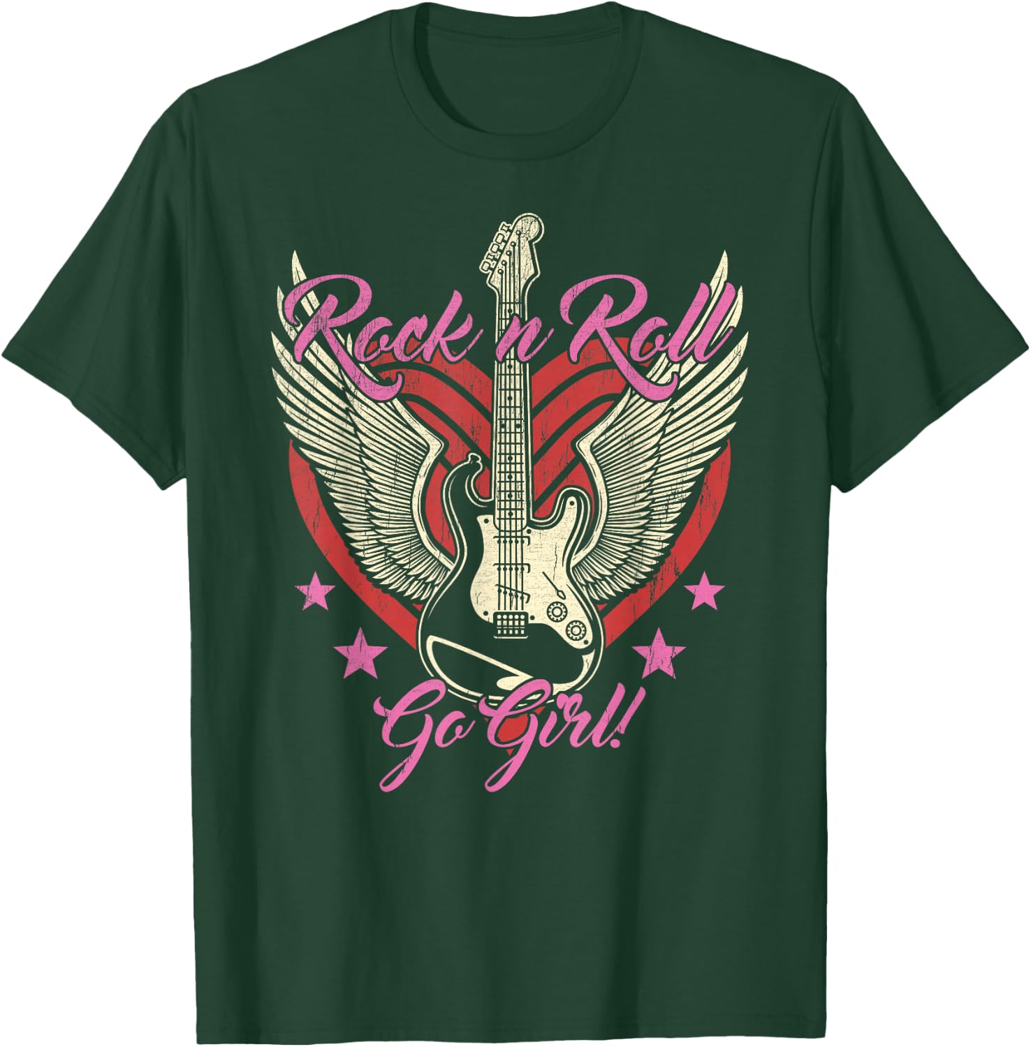 Rock and Roll Guitar Vintage ROCK Women Music T-Shirt - T-Shirt | Forest