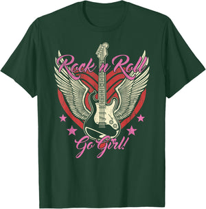 Rock and Roll Guitar Vintage ROCK Women Music T-Shirt - T-Shirt | Forest