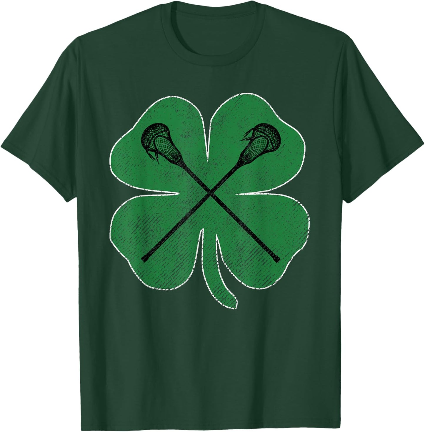 St Patrick's Day Green Shamrock Lacrosse Irish Men Boys T-Shirt - T-Shirt | Forest
