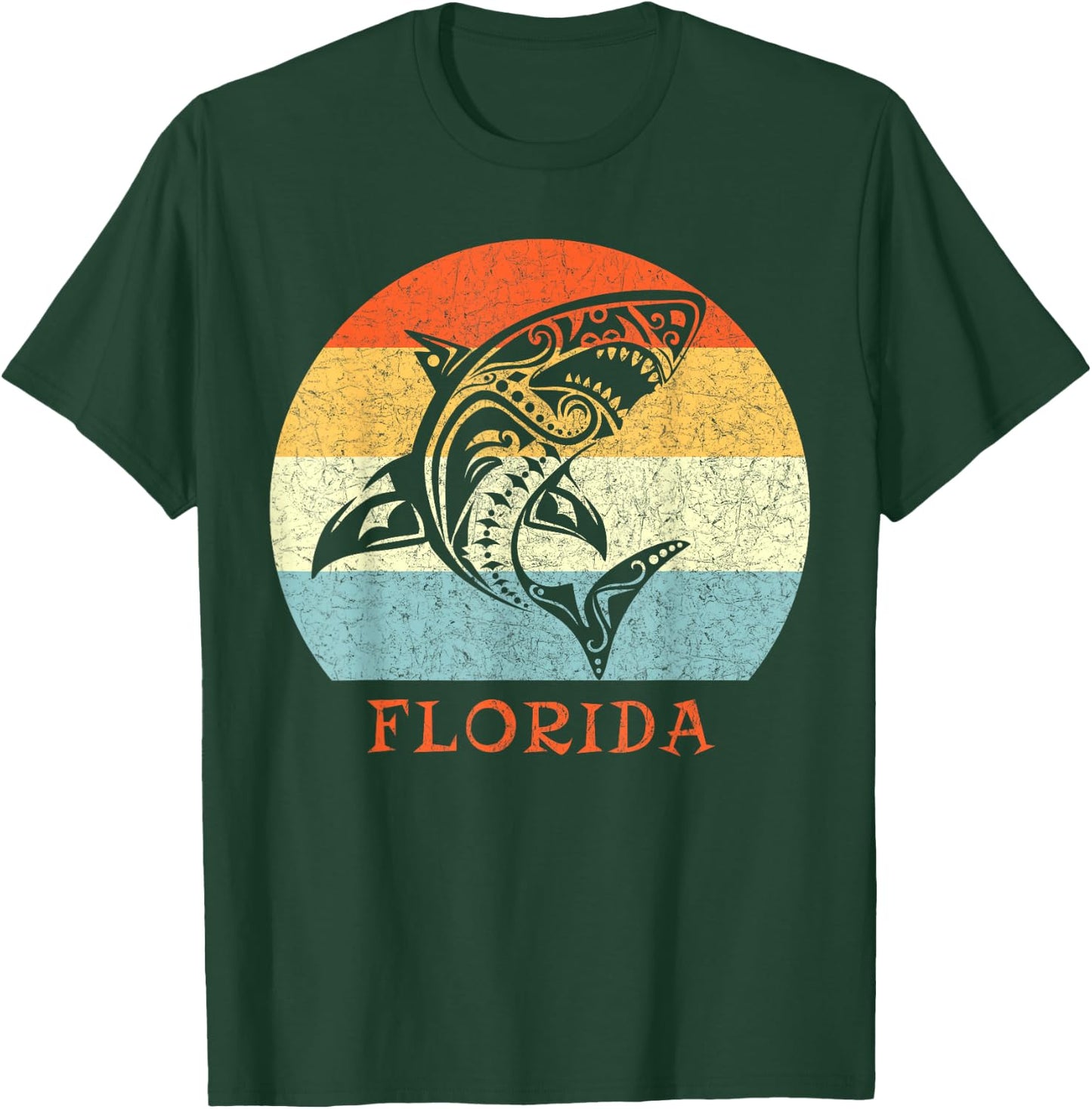 Florida Vintage Retro Shark Vacation T-Shirt - T-Shirt | Forest