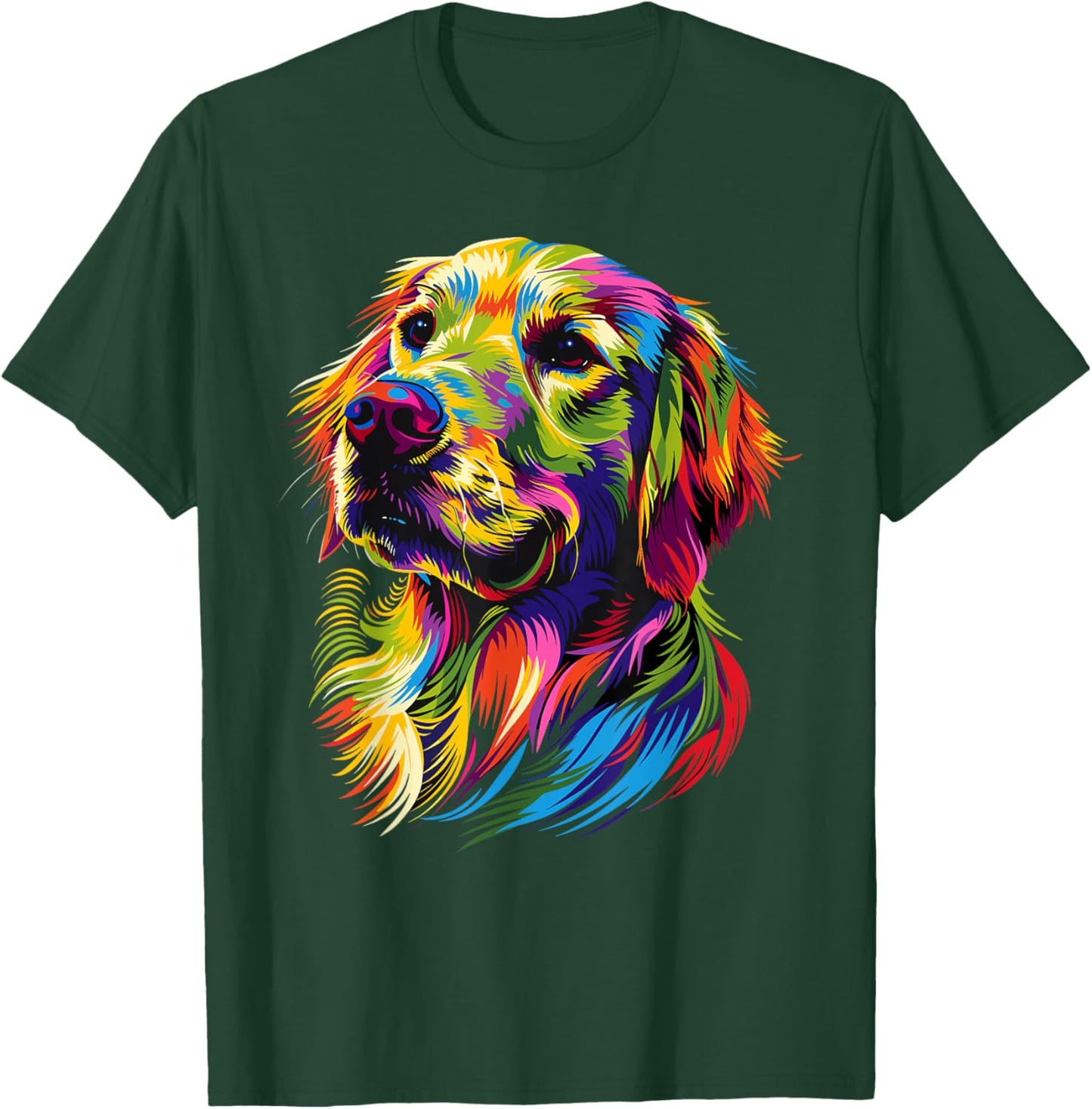 Golden Retriever Dog Colorful Pop Art Rainbow Colors Dogs T-Shirt - T-Shirt | Forest