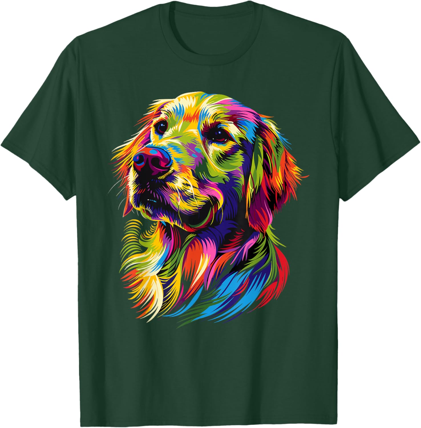 Golden Retriever Dog Colorful Pop Art Rainbow Colors Dogs T-Shirt - T-Shirt | Forest