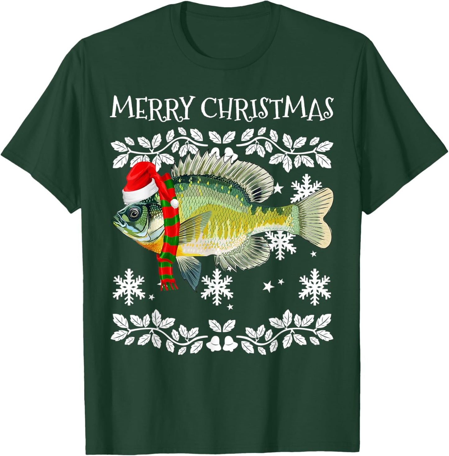 Fish Merry Christmas Ornament Bluegill Ugly Xmas T-Shirt - T-Shirt | Forest
