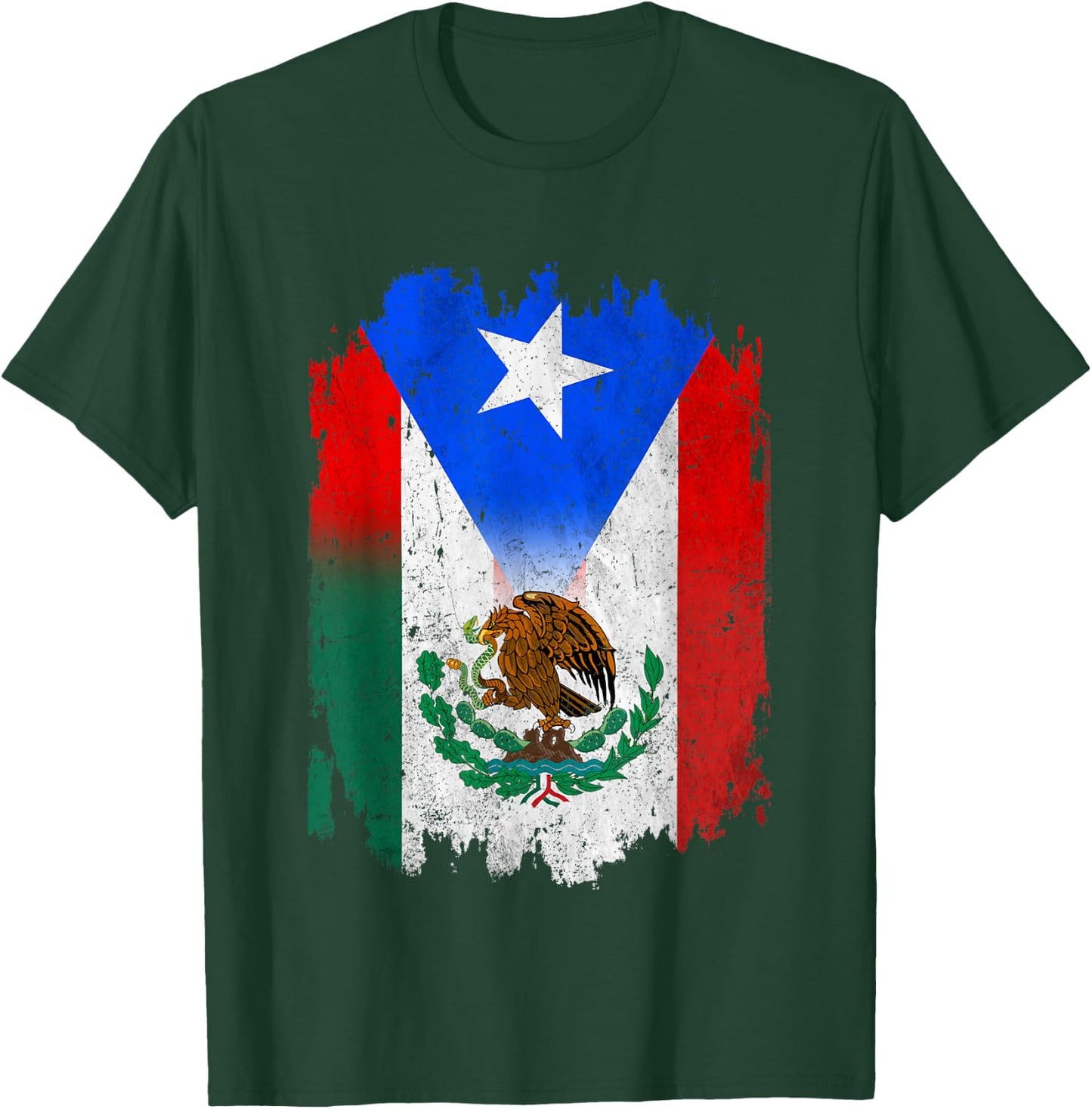 Mexican Mexican Flag Puerto Rico Flag Boricua T-Shirt - T-Shirt | Forest