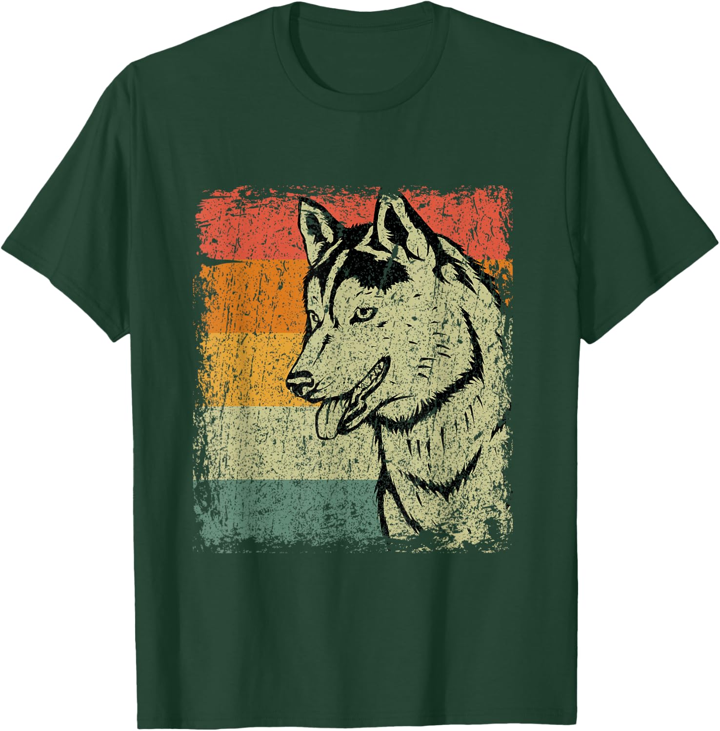 Retro Siberian Husky Dog Gift Vintage Husky T-Shirt - T-Shirt | Forest