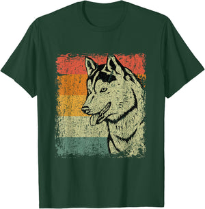 Retro Siberian Husky Dog Gift Vintage Husky T-Shirt - T-Shirt | Forest