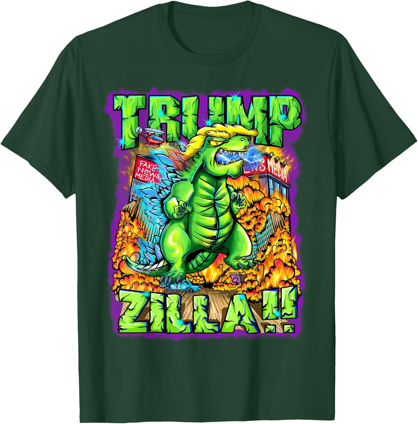 Donald Trump Gift Trumpzilla Battles The Fake News Media T-Shirt - T-Shirt | Forest