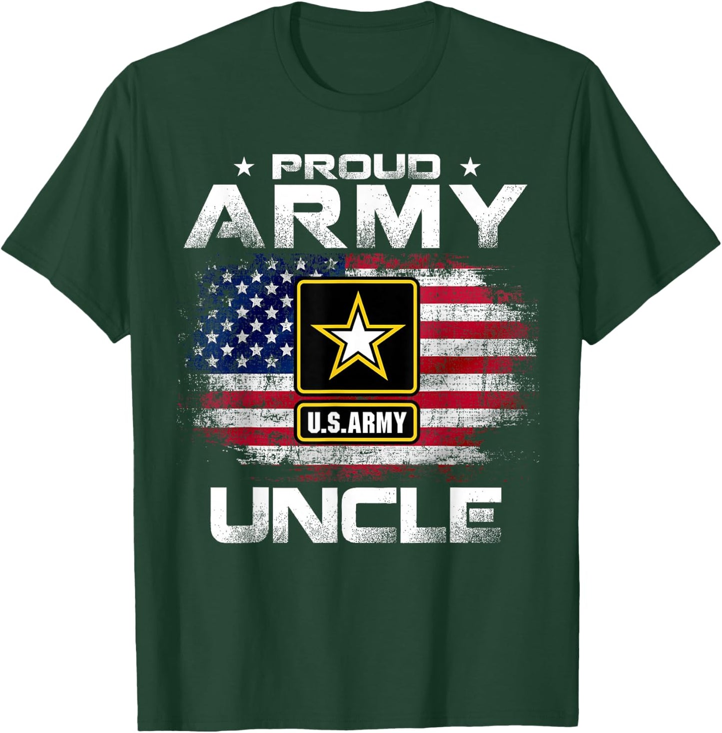 Proud Army Uncle With American Flag For Veteran Gift T-Shirt - T-Shirt | Forest