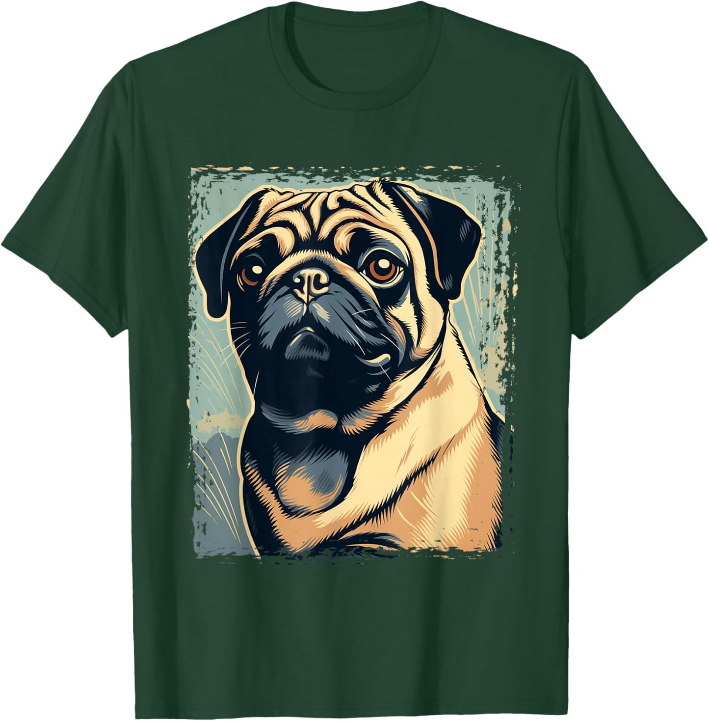 Pug Shirt Funny Pug Owner Watercolor Pug Lover Funny T-Shirt - T-Shirt | Forest