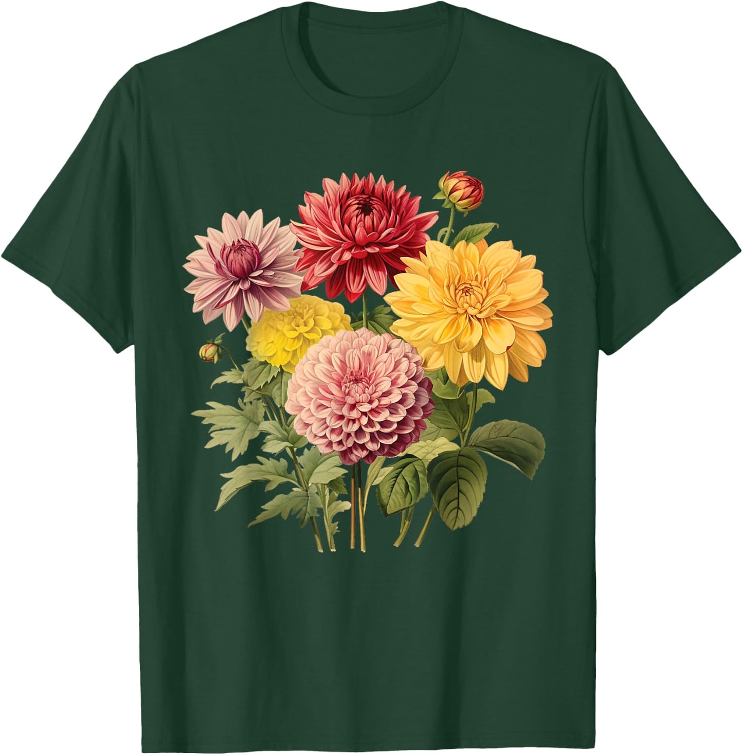 Dahlias T-Shirt - T-Shirt | Forest