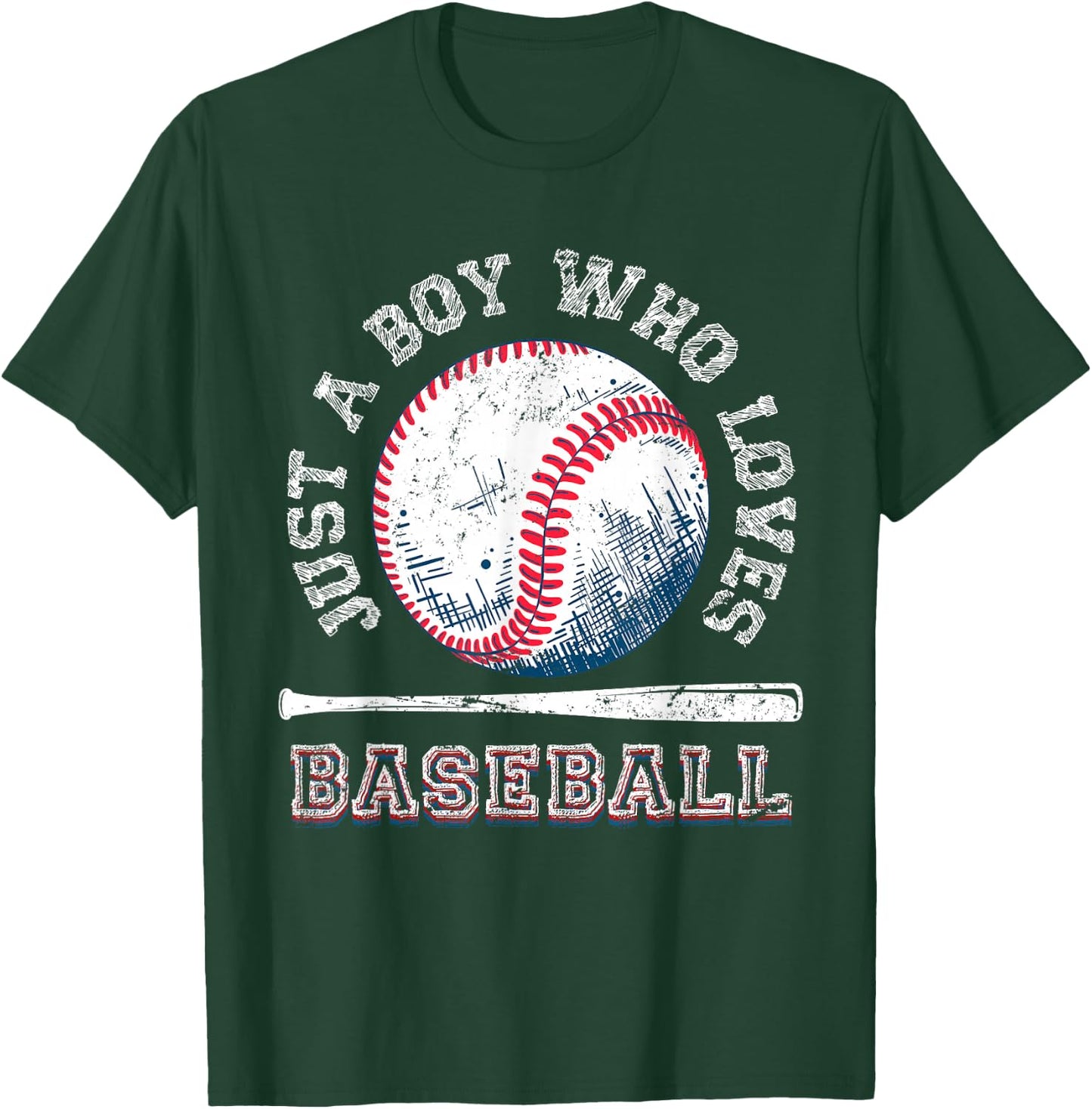 American Sport Fan Baseball Lover Boys Batter Baseball T-Shirt - T-Shirt | Forest