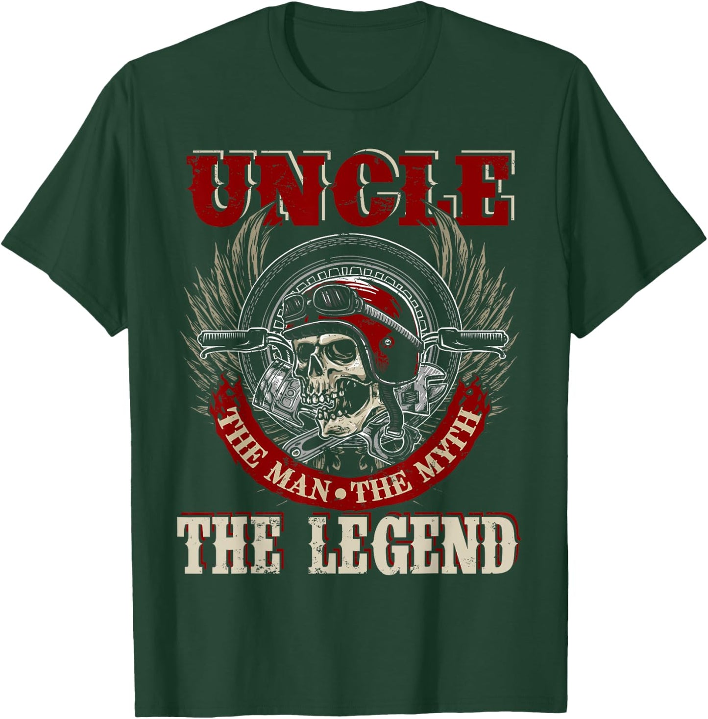 Uncle The Man The Myth Happy Fathers Day Skull Biker Lover T-Shirt - T-Shirt | Forest