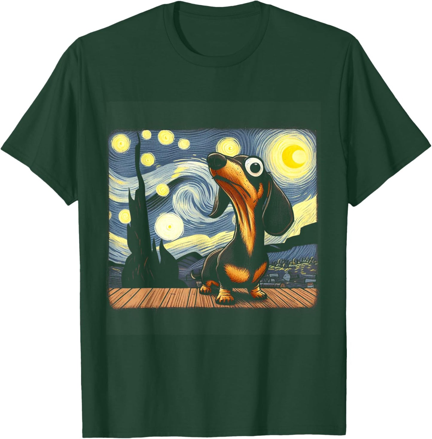 Funny Dachshunds Sausage Dogs in a Starry Night T-Shirt - T-Shirt | Forest