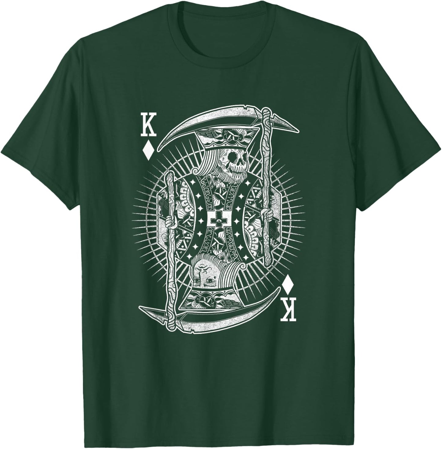 King Poker Card Skeleton Skull Goth Style Gothic Gambler T-Shirt - T-Shirt | Forest
