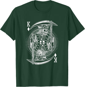 King Poker Card Skeleton Skull Goth Style Gothic Gambler T-Shirt - T-Shirt | Forest