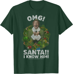 Elf Buddy OMG Santa I Know Him Vintage Joyful Poster T-Shirt - T-Shirt | Forest