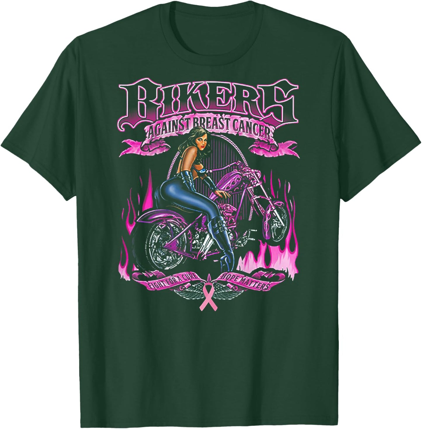 Bikers Against Breast Cancer Fight For A Cure Hope Matters T-Shirt - T-Shirt | Forest
