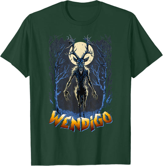 Wendigo Supernatural Monster Folklore Cryptid Full Moon T-Shirt - T-Shirt | Forest