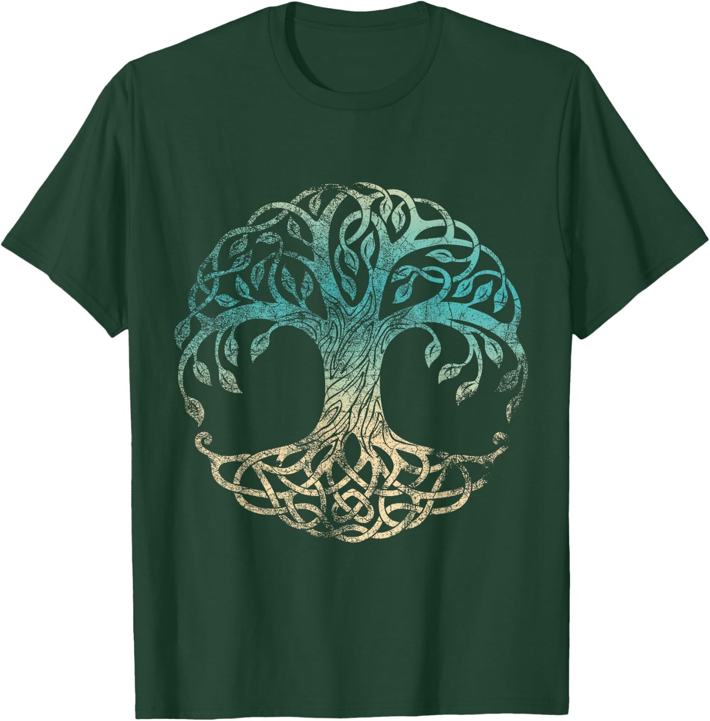 Yggdrasil Tree Of Life, Norse Viking Symbol Worn Color T-Shirt - T-Shirt | Forest