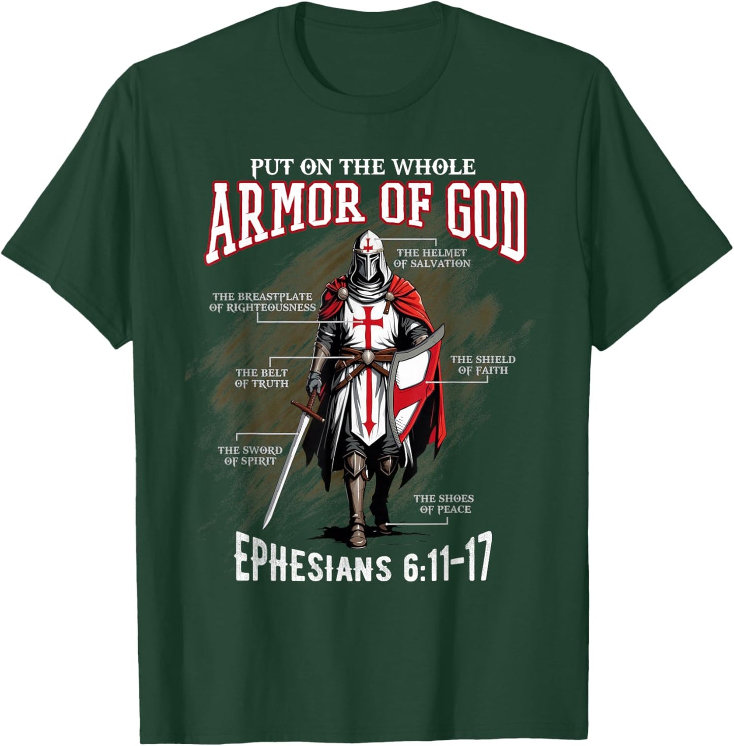 Full Armor of God Men Women Kids Christian Bible Verse Gift T-Shirt - T-Shirt | Forest