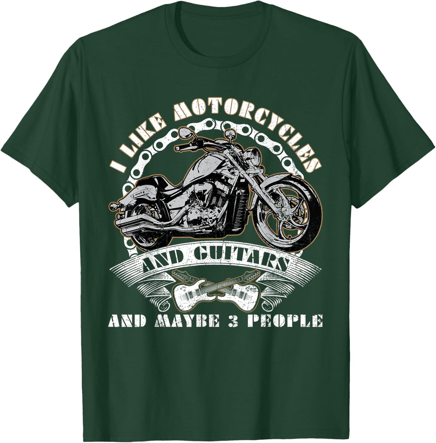 I Like Motorcycles And Guitars And Maybe 3 People Rider Race T-Shirt - T-Shirt | Forest