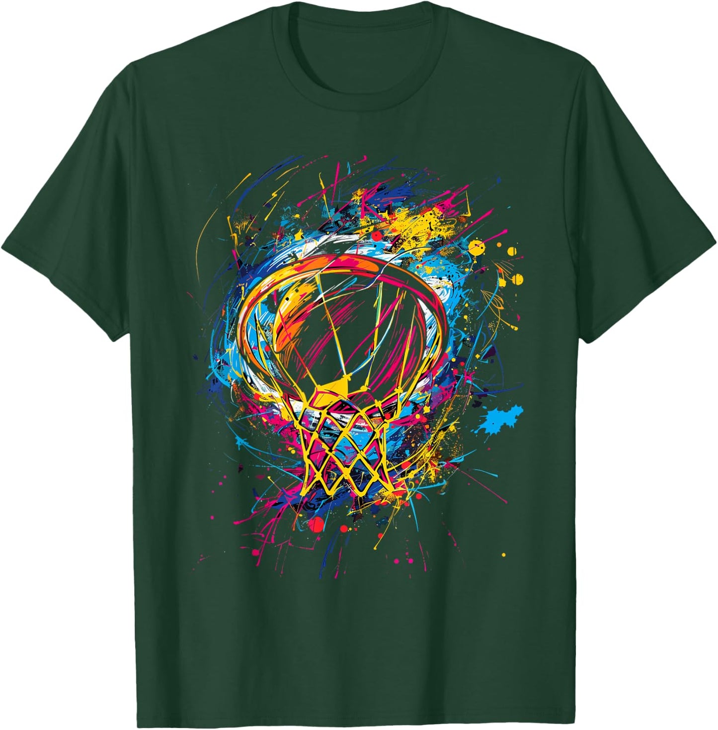 Colorful Basketball Tie Dye Color,Splash Hoop Net Slam Dunk T-Shirt - T-Shirt | Forest