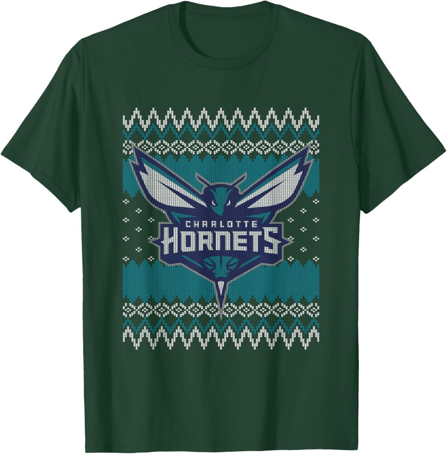 NBA Charlotte Hornets Ugly Christmas Sweater Style T-Shirt - T-Shirt | Forest
