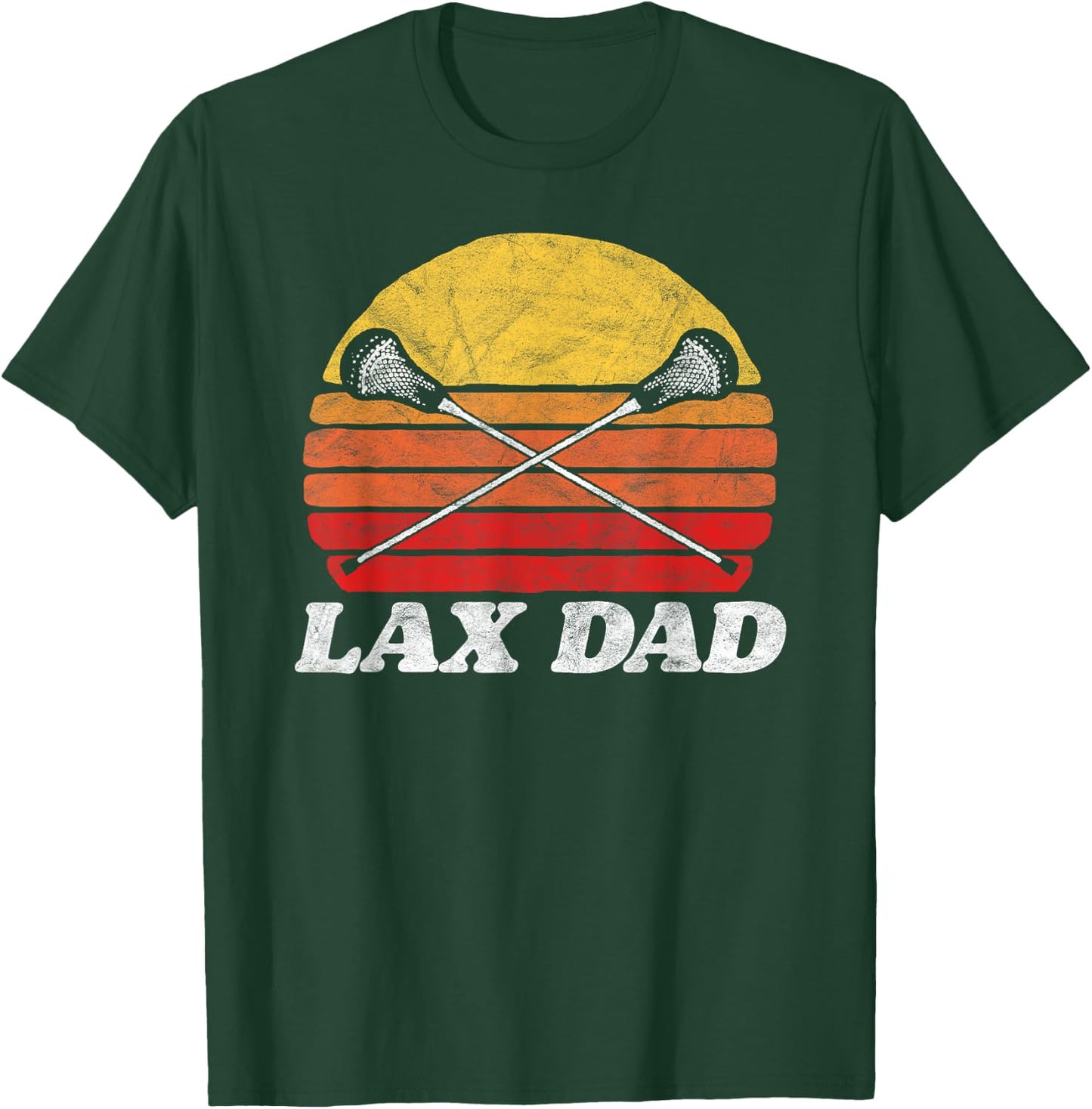 Lax Dad Vintage X Crossed Lacrosse Sticks 80s Sunset Retro T-Shirt - T-Shirt | Forest