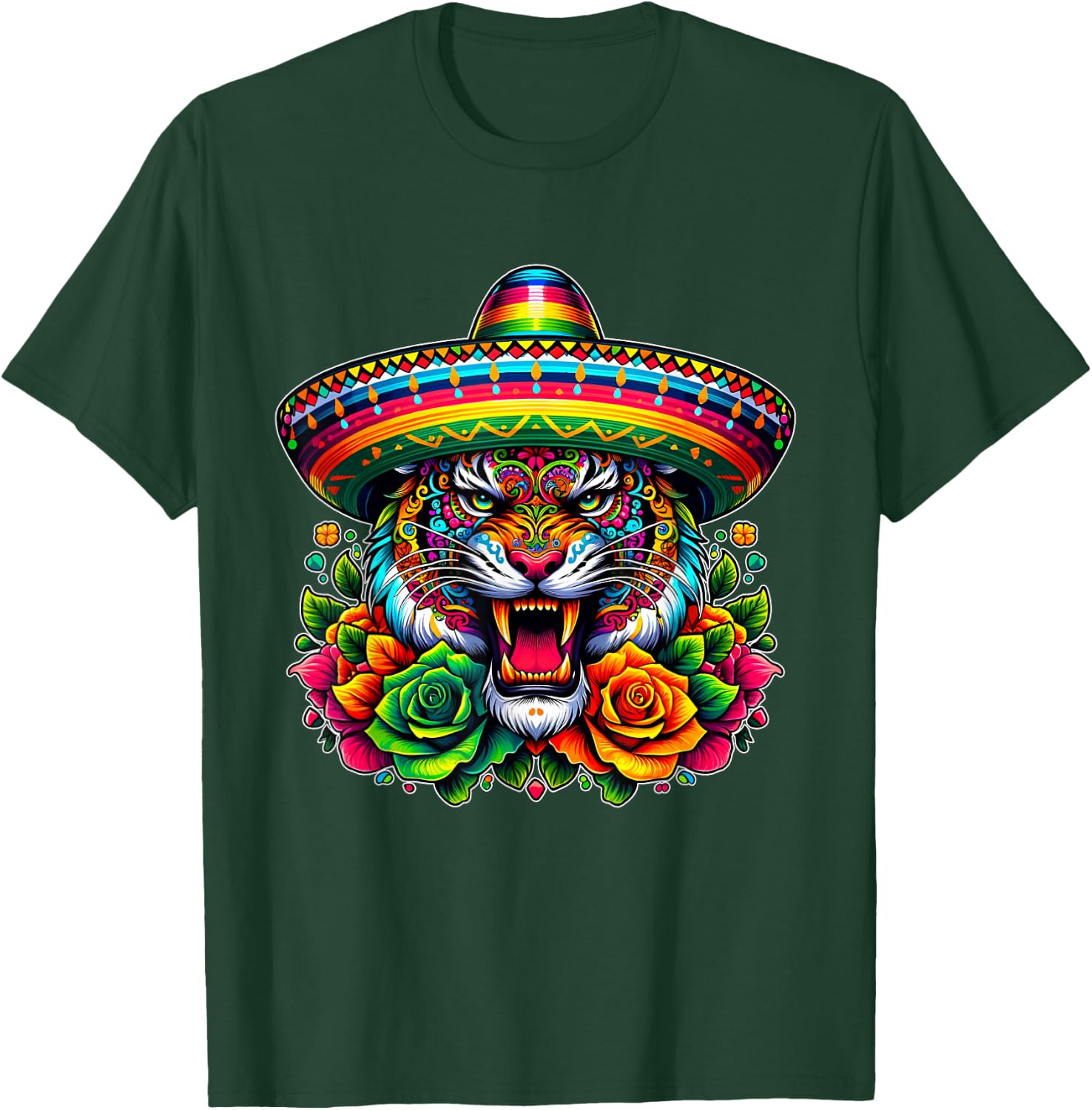 Mexican Cinco De Mayo Let's Fiesta Party Tiger T-Shirt - T-Shirt | Forest