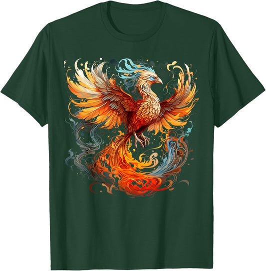 Rising Phoenix Majestic Fire Bird Fenix Fantasy Mythological T-Shirt - T-Shirt | Forest