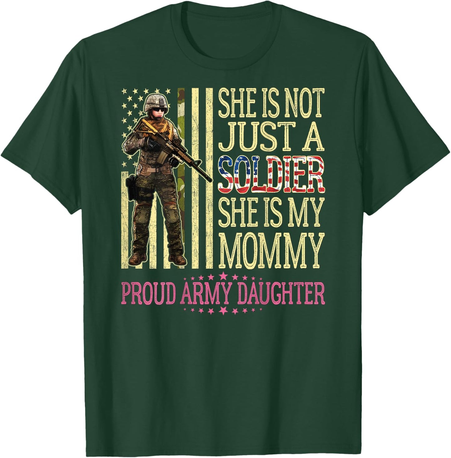My Mommy Is My Soldier Hero - Proud Army Daughter Child Gift T-Shirt - T-Shirt | Forest