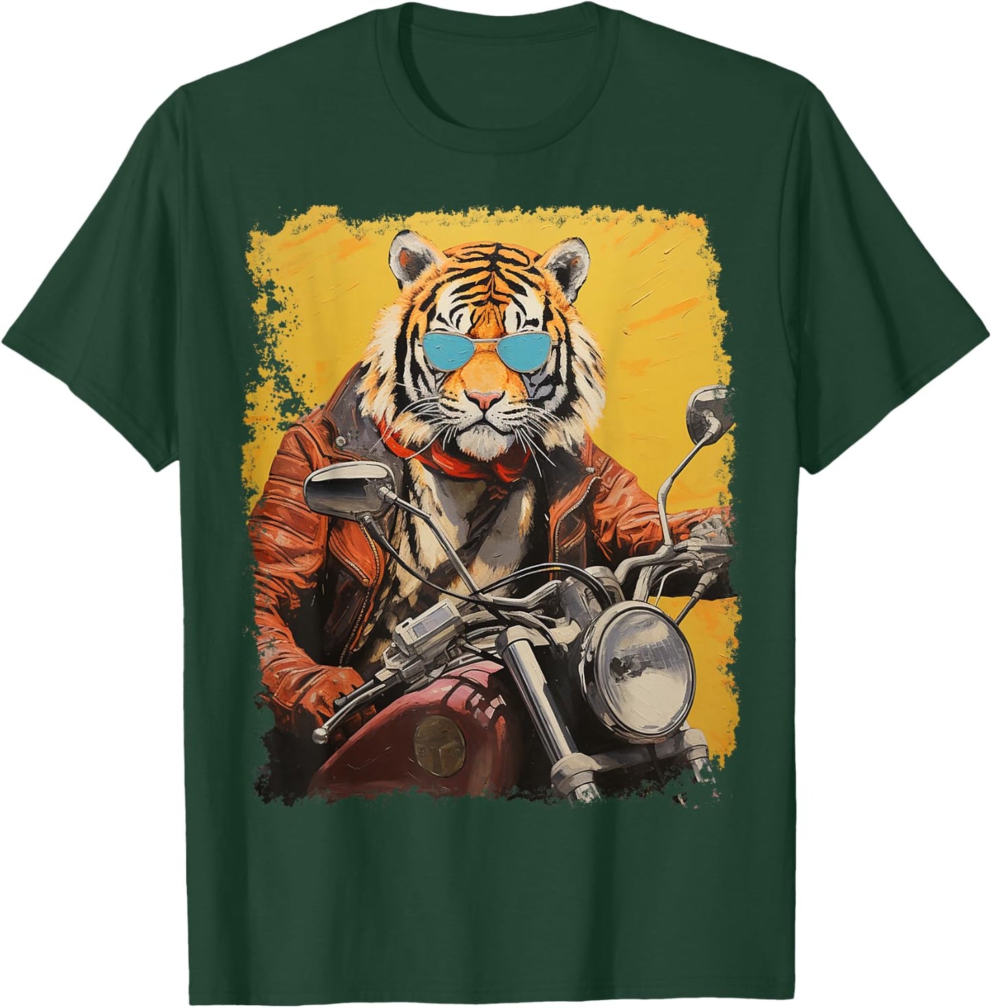 Motorbike Gear Tiger on Motorcycle T-Shirt - T-Shirt | Forest