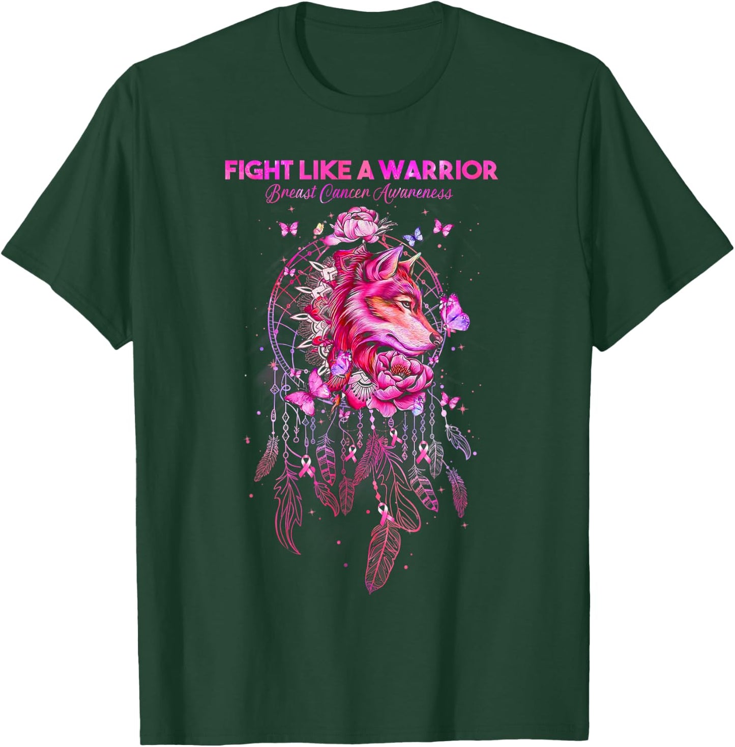 Fight Like a Warrior Breast Cancer Awareness Survivor Gifts T-Shirt - T-Shirt | Forest