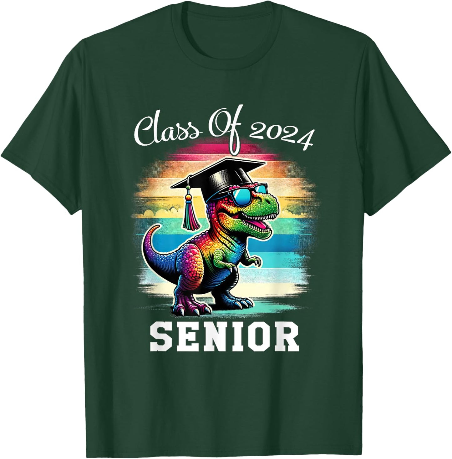 Class Of 2024 Senior Graduate T Rex Dinosaur Graduation T-Shirt - T-Shirt | Forest