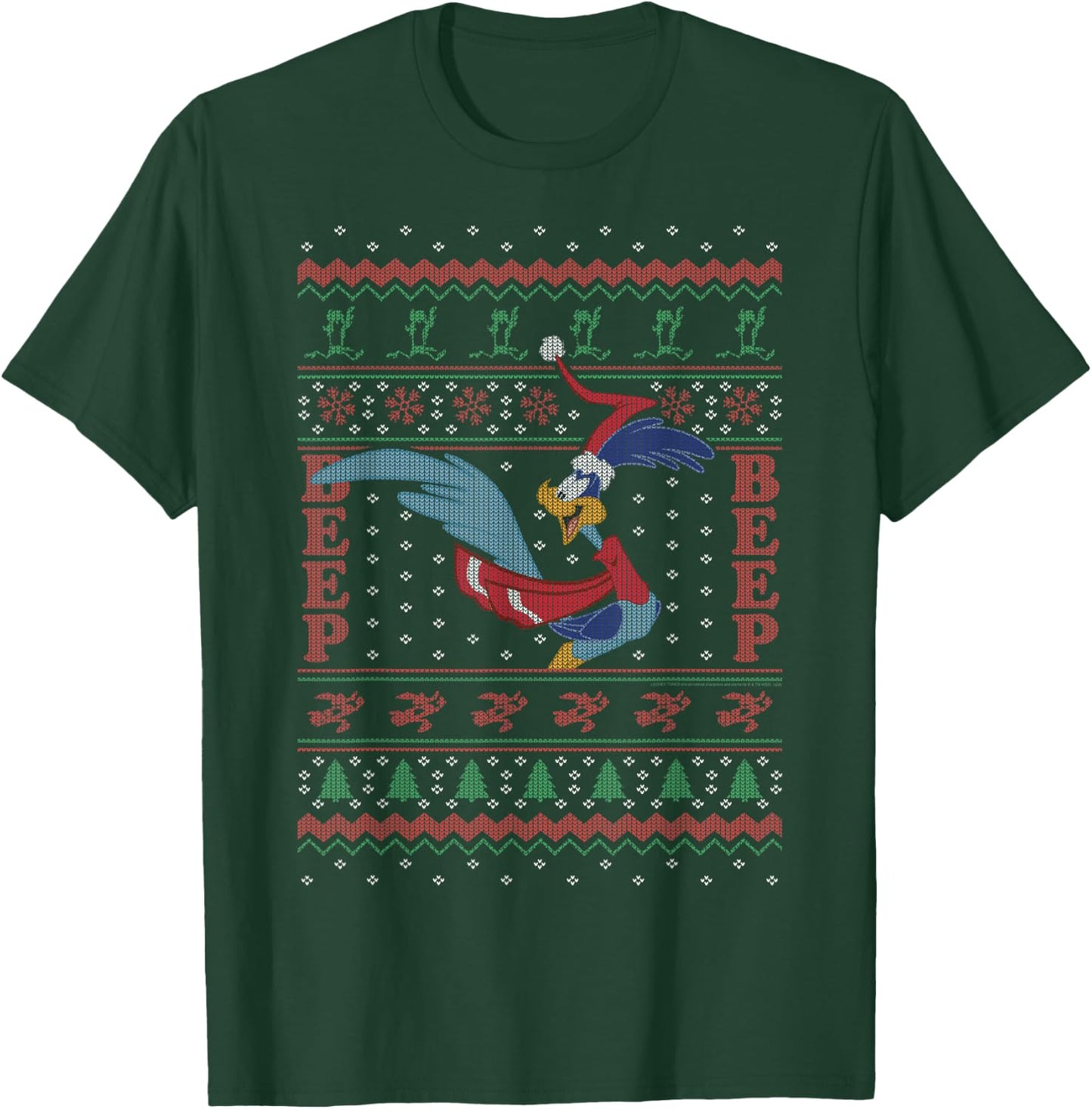 Looney Tunes Christmas Road Runner Ugly Sweater T-Shirt - T-Shirt | Forest