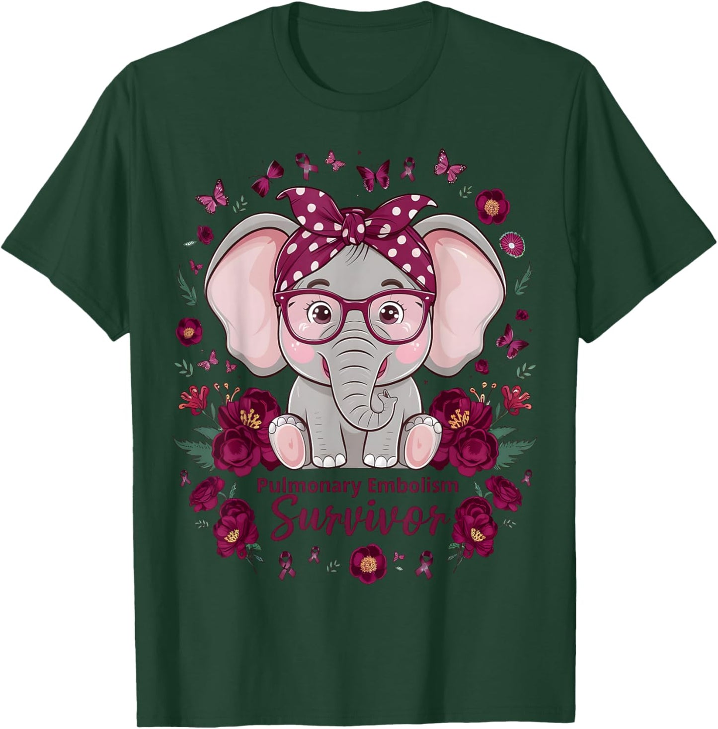 Pulmonary Embolism awareness flowers and ribbon T-Shirt - T-Shirt | Forest