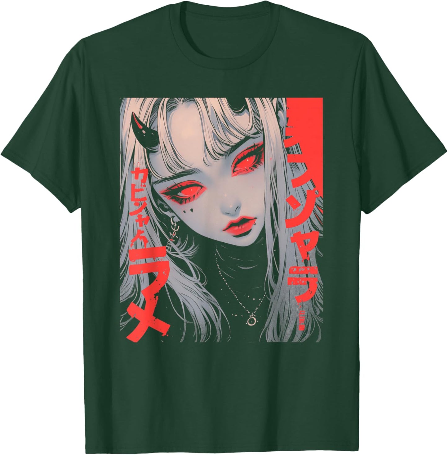Goth Grunge Demon Anime Girl Waifu Horror Alt Aesthetic T-Shirt - T-Shirt | Forest