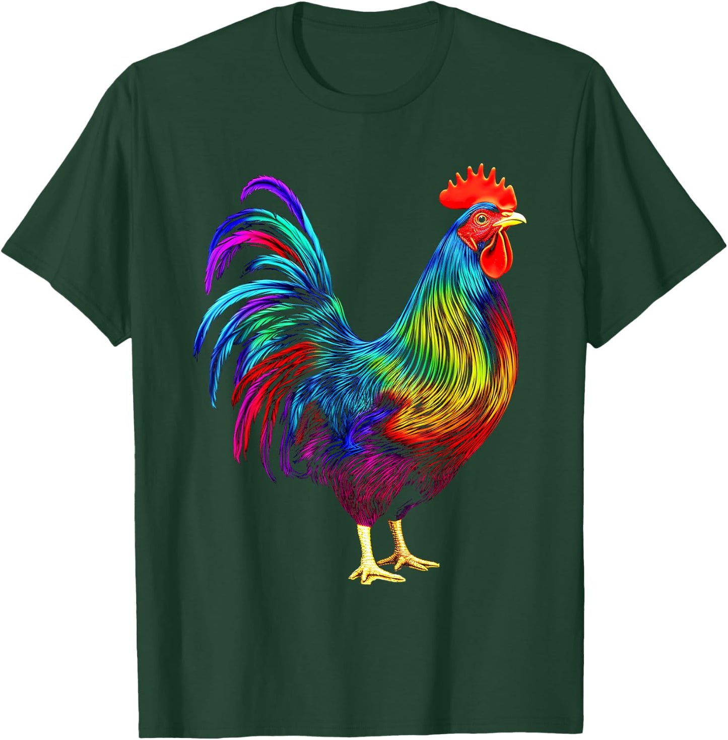 Chicken Colorful Art Animal Graphic Motif Chicken T-Shirt - T-Shirt | Forest