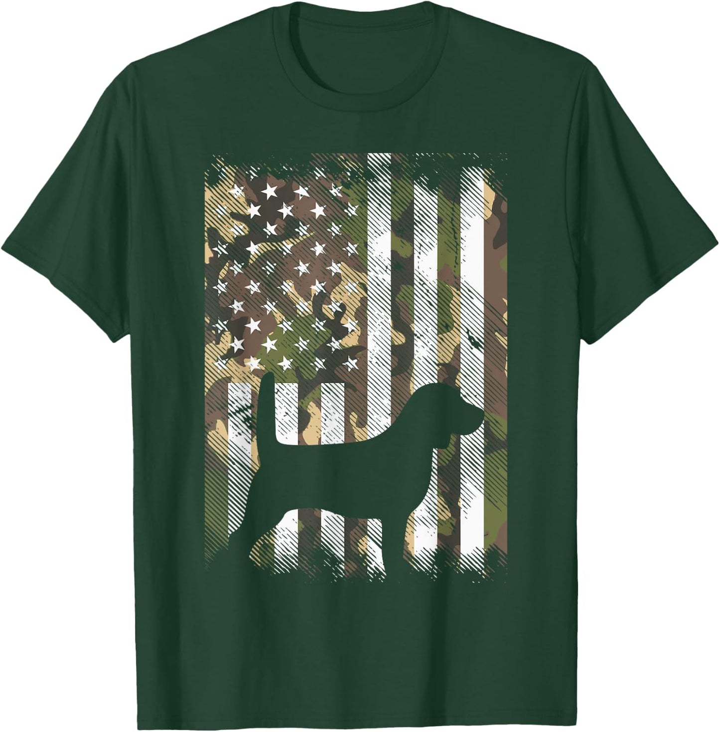 Camo Flag Beagle Vintage Animal Pet Hound Dog Patriotic Gift Girls Kids Men T-Shirt - T-Shirt | Forest
