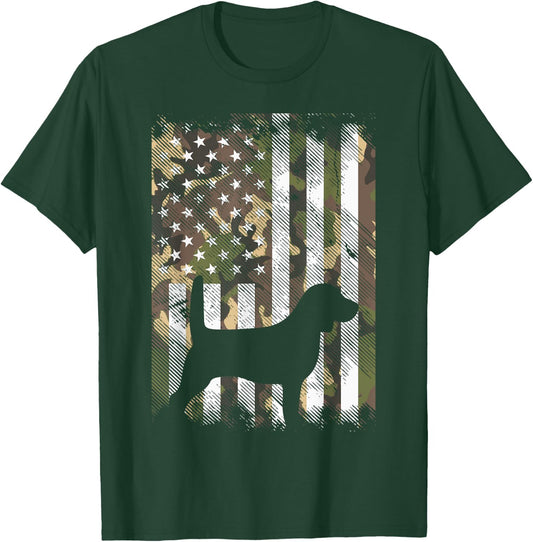 Camo Flag Beagle Vintage Animal Pet Hound Dog Patriotic Gift Girls Kids Men T-Shirt - T-Shirt | Forest