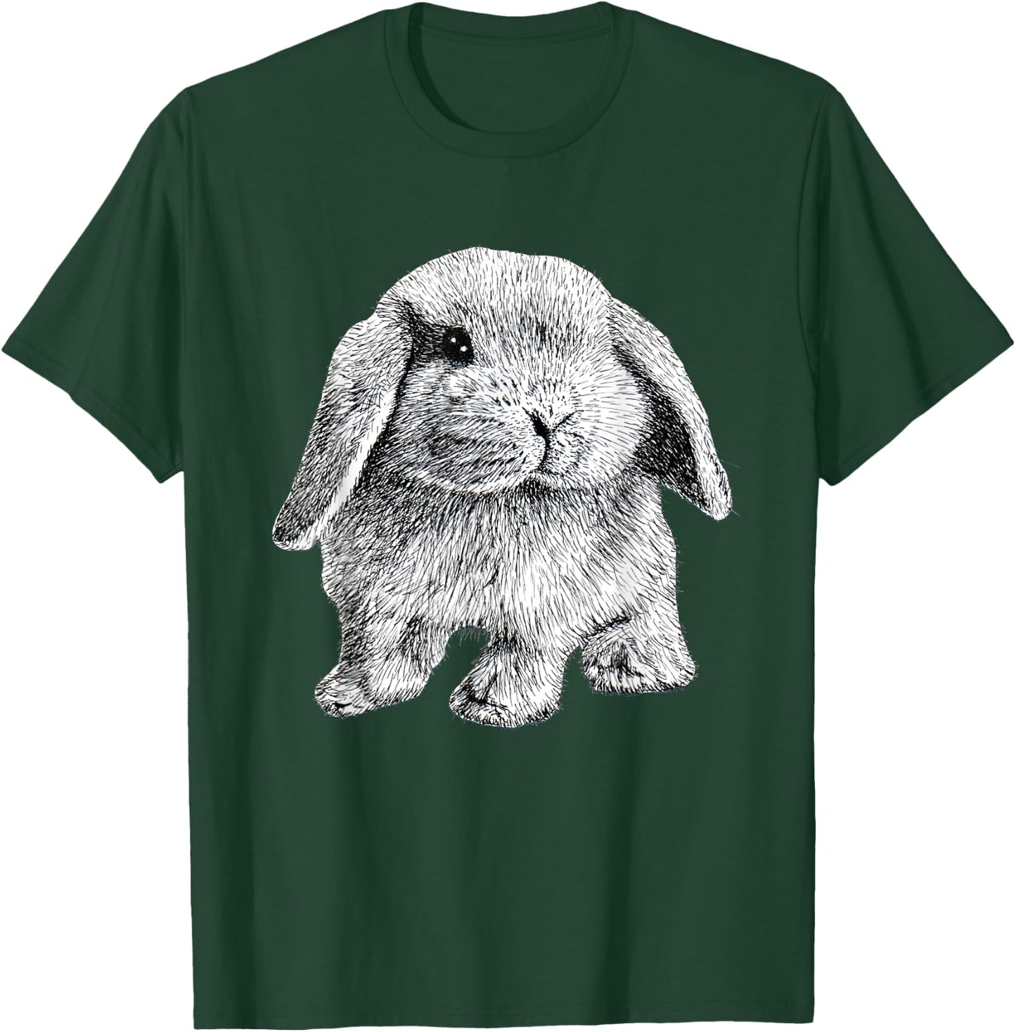 Lop Eared Bunny Rabbit Sitting Cute Drawing T-Shirt - T-Shirt | Forest