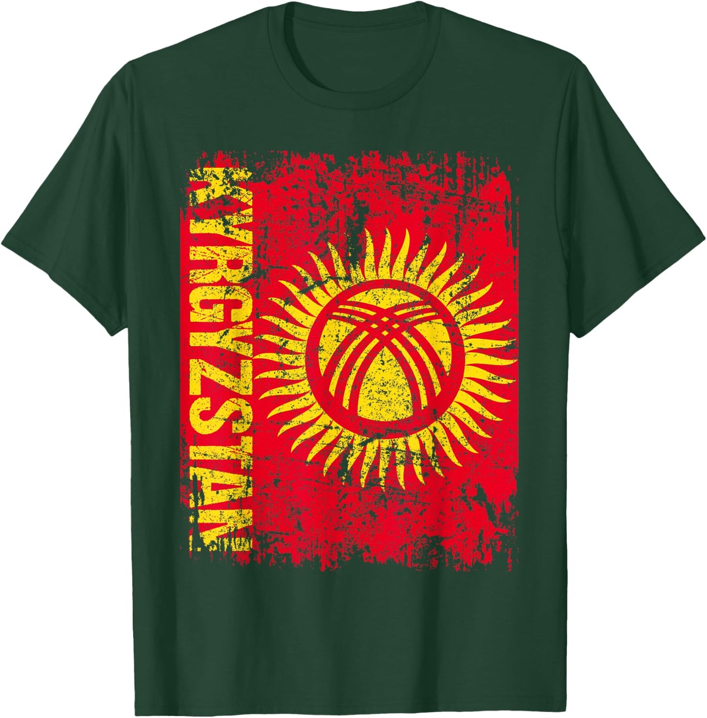 KYRGYZSTAN Flag Vintage Distressed KYRGYZSTAN T-Shirt - T-Shirt | Forest