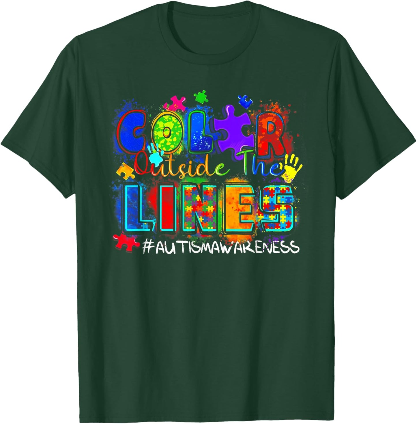 Color Outside The Lines Autism Awareness T-Shirt - T-Shirt | Forest