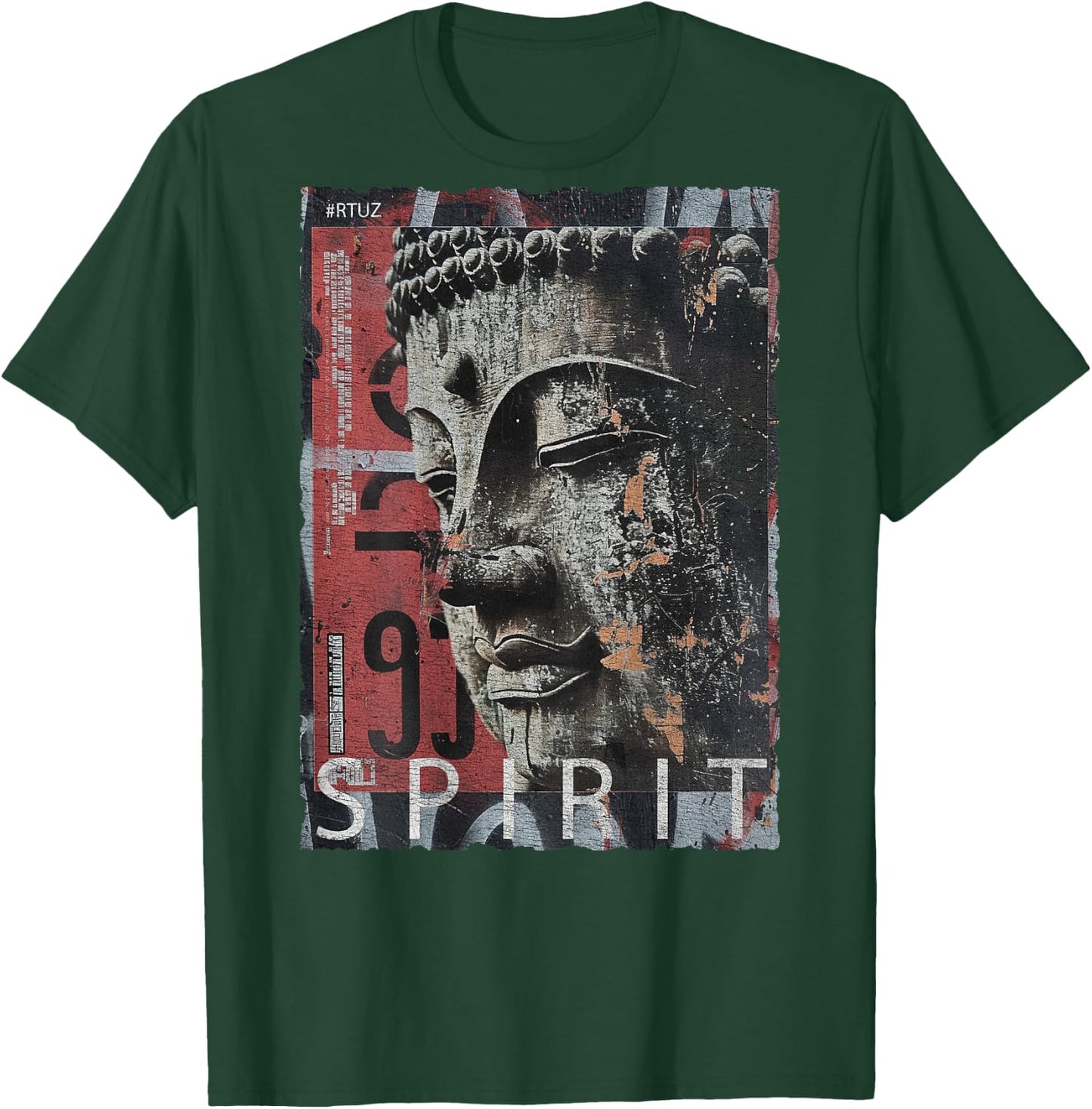 Hip Hop Retro Vintage Edgy Y2K Back Print Streetwear Buddha T-Shirt - T-Shirt | Forest