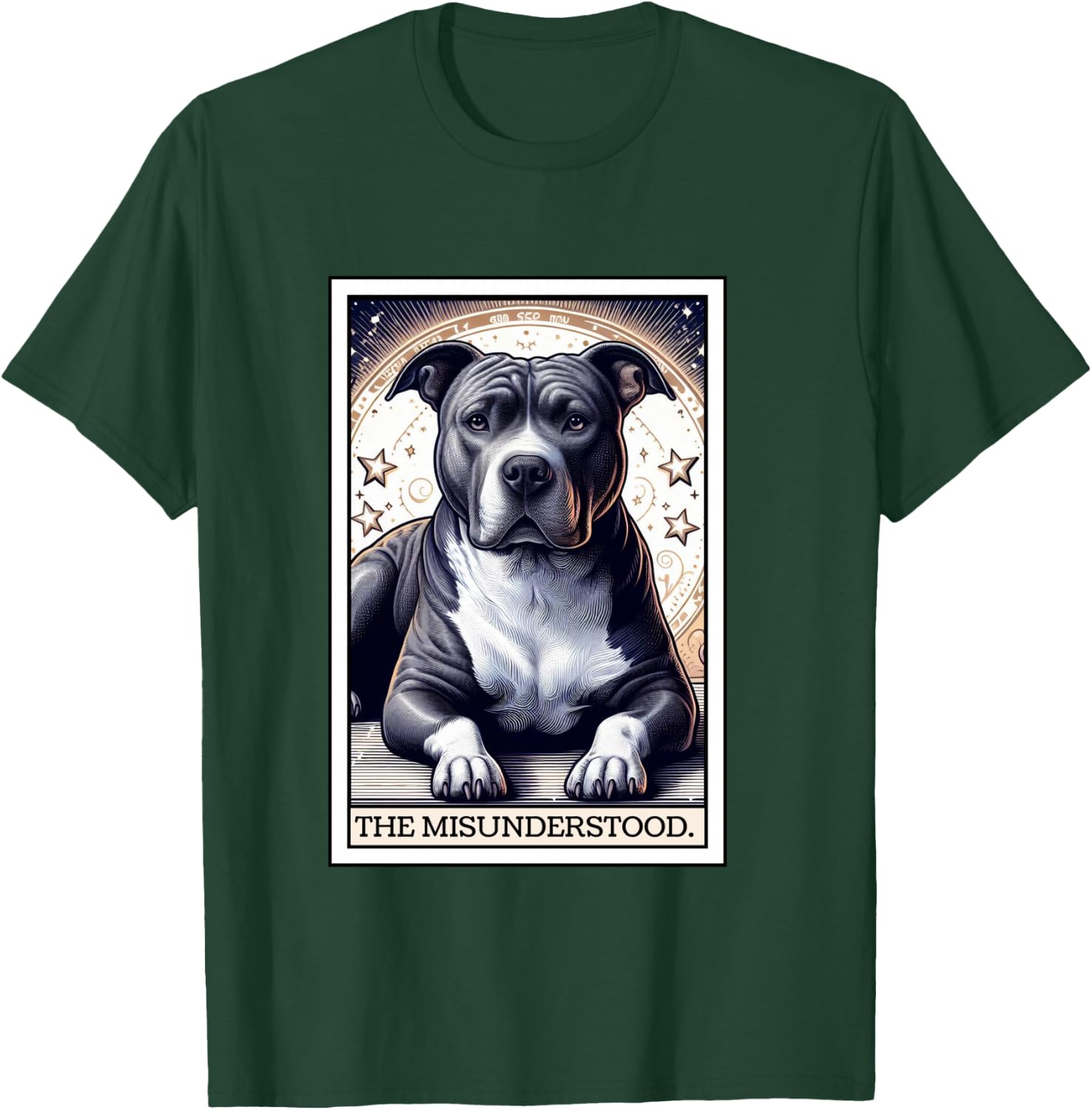 Pitbull Tarot Card Women Men Pitbull Lover Pittie Dog Mom T-Shirt - T-Shirt | Forest