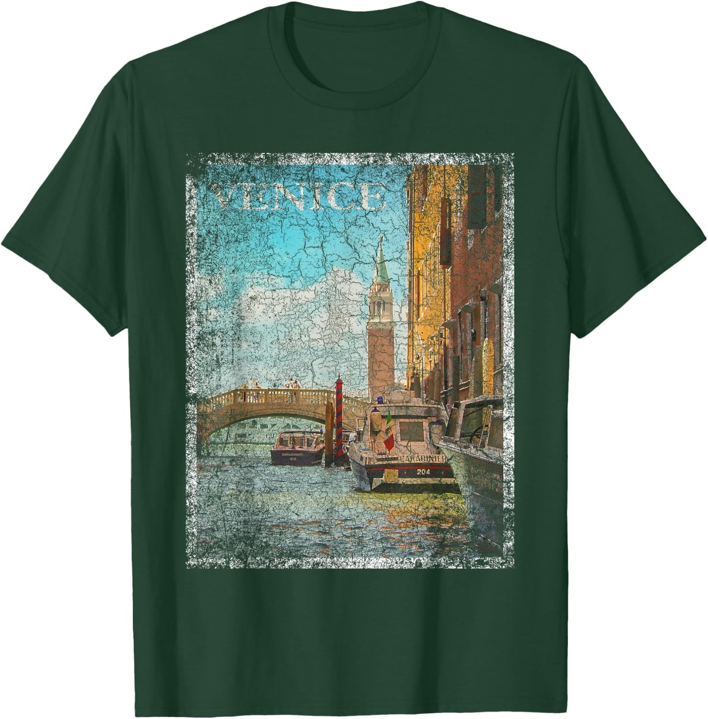 Venice Italy Vacation Vintage Retro Travel Holiday Gift T-Shirt - T-Shirt | Forest