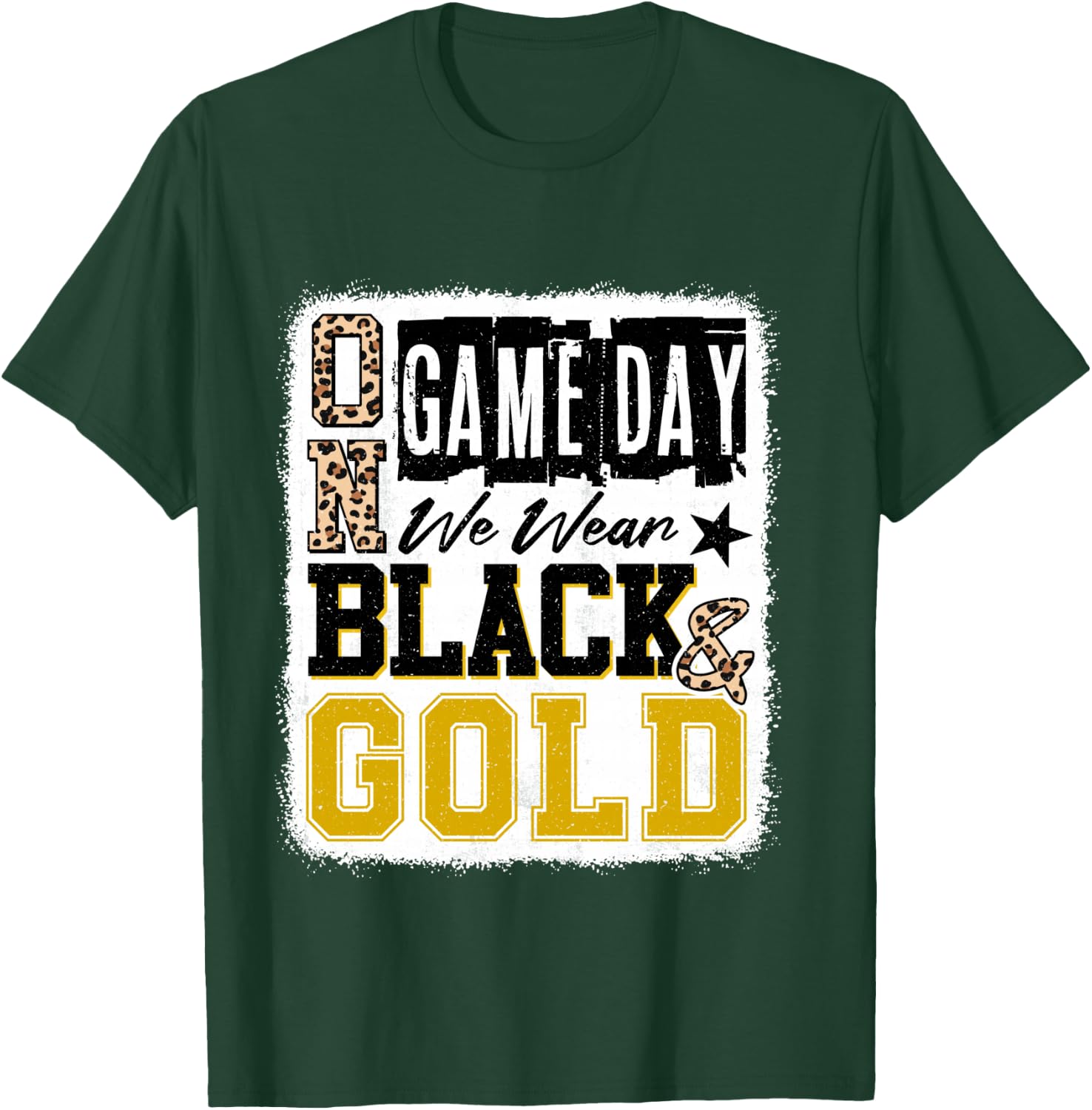 On Gameday Football We Wear Black and Gold School Spirit T-Shirt - T-Shirt | Forest