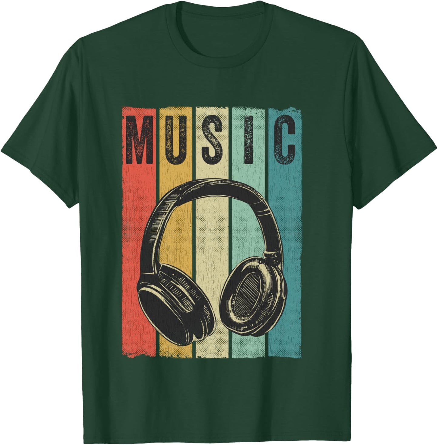 Electronic Music Lover DJ Gift Vintage Retro Headphones T-Shirt - T-Shirt | Forest