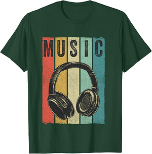 Electronic Music Lover DJ Gift Vintage Retro Headphones T-Shirt - T-Shirt | Forest
